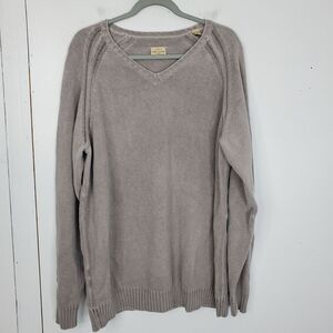 Tommy Bahama Mens Sweater Thick Heavy Cotton Beige Shallow V Neck Dad Grunge XXL